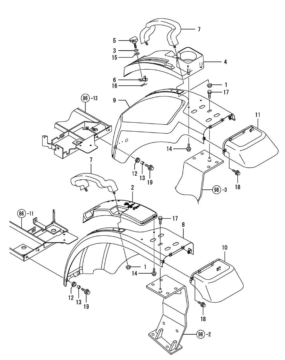 Fender Diagram and Parts List for SX3100 54ALB4S727-54ALB4SW727-54ALB4SX727-54ALB4SY727-54ALB4SZ727-54AMB4S727-54AMB4SW727-54AMB4SX727-54AMB4SY727-54AMB4SZ727 Cub Cadet Lawn Tractor
